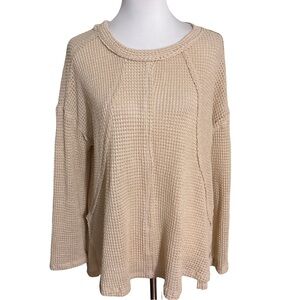 Umgee Cream Waffle Knit Sweater